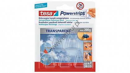 Plastry samoprzylepne 8szt.+Haczyki 5szt.TESA POWERSTRIPS Deco