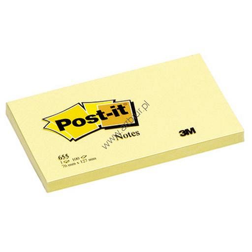 Karteczki samoprzylepne 76x127mm 3M Post-it, 655 żółty, 100 kartek