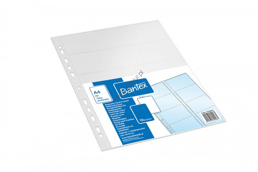 Koszulka A4 na 20 wizytówek PP 100mic Bantex 10szt