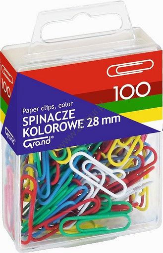 Spinacze 28mm okrągłe kolorowe Grand