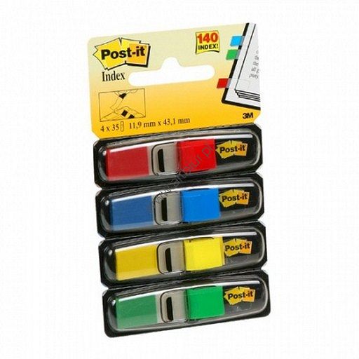 Zakładki indeksujące 11,9x43,2mm 683-4 3M Post-it , foliowe 4x35szt.