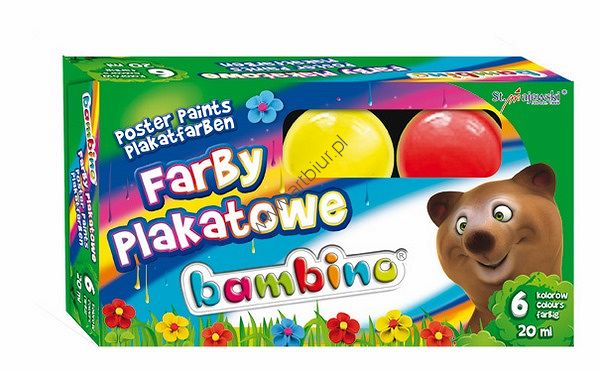 Farby plakatowe Bambino 6 kolorów po 20ml.