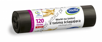 Worki na śmieci z taśmą ekologiczne Stella LDPE czarne 120l 10szt