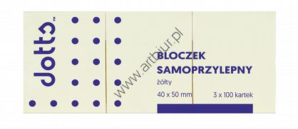 Karteczki samoprzylepne Dotts 40x50 żółte 100 kartek (3 bloczki)