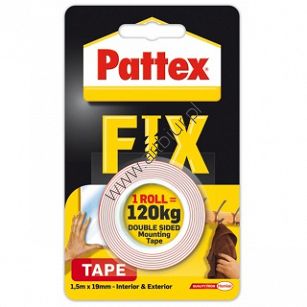 Taśma dwustronna PATTEX FIX 1,5m x 19mm, 120kg