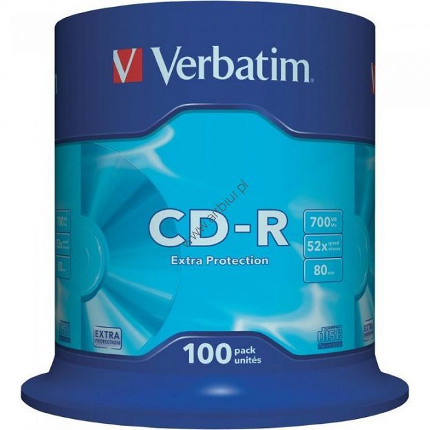 Dysk CD-R Verbatim 700MB Extra Protection 52x Cake 100 sztuk