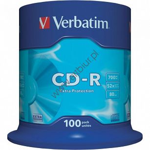 Dysk CD-R Verbatim 700MB Extra Protection 52x Cake 100 sztuk