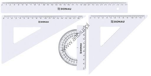 Zestaw geometryczny Donau: linijka 30cm, ekierki 13cm, 18,5cm, kątomierz 10cm