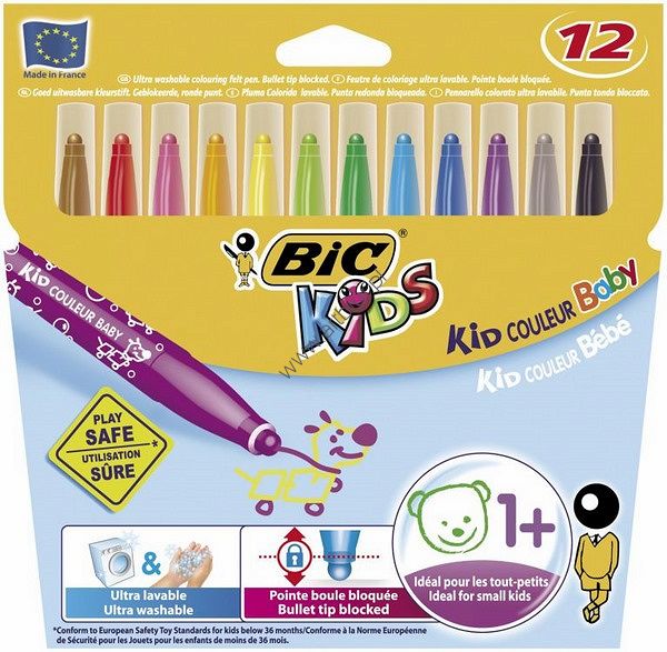 Flamastry Kid Couleur Baby 12 kolorów Bic