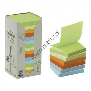 Karteczki samoprzylepne 76x76mm 3M Post-it R330 -1RPT Z-Notes, pastelowe, 16x100 kartek, ekologiczne