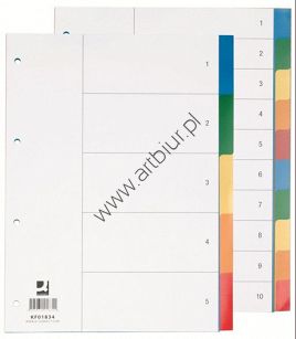 Przekładki do segregatora A4 5 kart PP Q-Connect plastikowe kolorowe