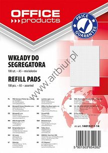 Wkład do segregatora A4 Office Products mix kolorów 100 kartek