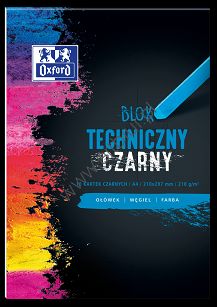 Blok techniczny A4 10 kartek, czarny Oxford