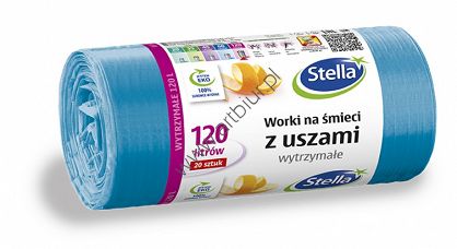 Worki na śmieci z uszami Stella HD-LD niebieskie 120l 20szt