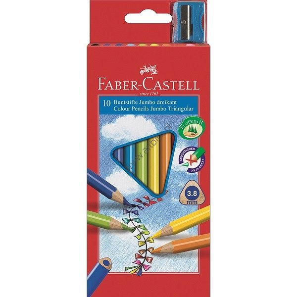 Kredki Junior Grip trójkątne 10 kolorów FABER-CASTELL