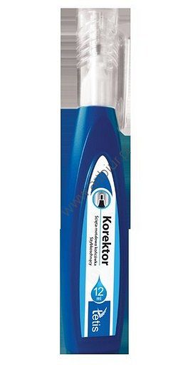 Korektor w piórze Tetis BK003 z metalową płaską końcówką, 12ml