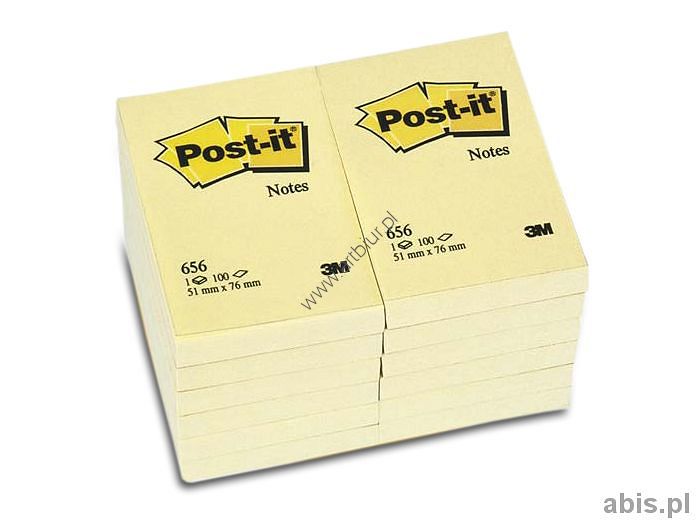 Karteczki samorzylepne Post-it 656 51x76mm 100 kartek żółtych