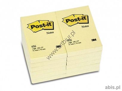 Karteczki samorzylepne Post-it 656 51x76mm 100 kartek żółtych