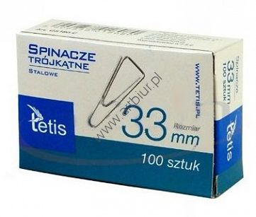 Spinacz 33mm trójkątny Tetis, 100szt