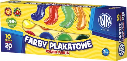 Farby plakatowe 10 kolorów Astra 20 ml.