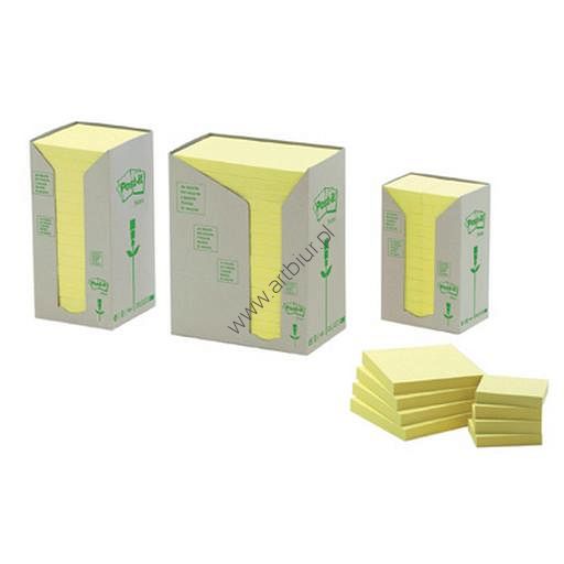 Karteczki samoprzylepne 76x127mm 3M Post-it 655-1T, żółte 16x100 kartek, ekologiczne z surowców wtórnych