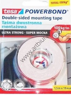 Taśma dwustronna montażowa Tesa Powerband 1.5mx19mm Super mocna