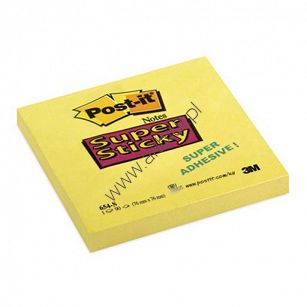 Karteczki samoprzylepne 76x76mm 3M Post-it 654-S Super Sticky żółty, 90 kartek