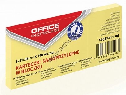 Karteczki samoprzylepne 38x51mm, 3 x 100 karteczek Office Products