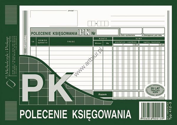 Druk 412-3 Polecenie Księgowania A5 Michalczyk i Prokop