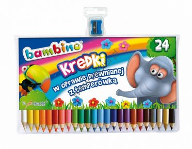 Kredki Bambino w oprawie drewnianej 24 kolory + temperówka