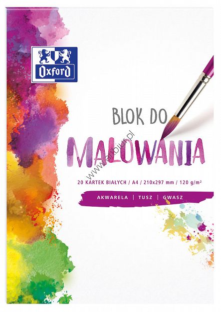 Blok do malowania A4 20 kartek, biały Oxford