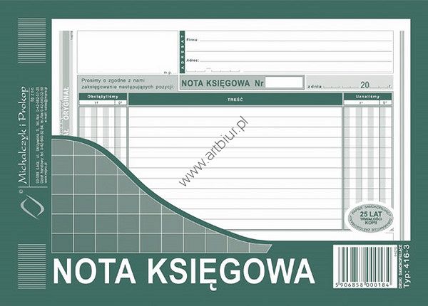 Druk 416-3 Nota Księgowa A5 Michalczyk i Prokop