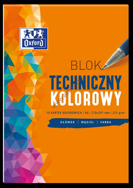 Blok techniczny A3 10 kartek, kolorowy Oxford