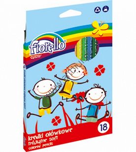 Kredki Fiorello Super soft ostrzone trójkątne 18 kolorów