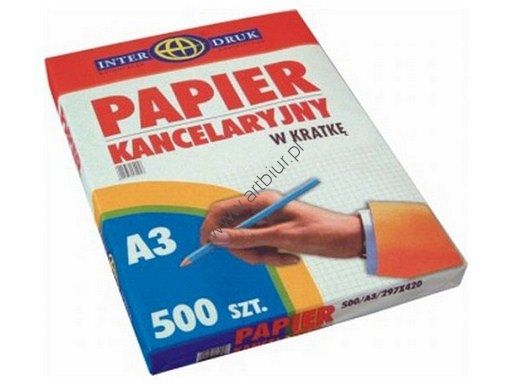 Papier kancelaryjny Interdruk A3 w kratkę, 500 arkuszy