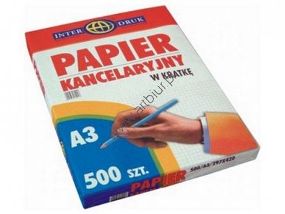 Papier kancelaryjny Interdruk A3 w kratkę, 500 arkuszy