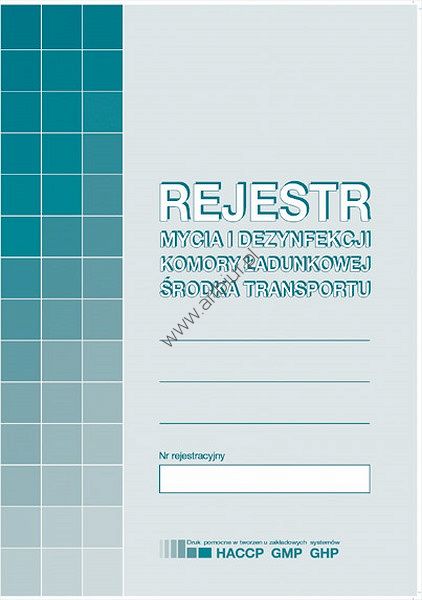 Druk H-91-3 Rejestr mycia i dezynfekcji komory ładunkowej środka transportu A5 album 16 kartek Michalczyk i Prokop