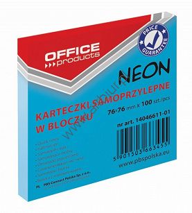 Karteczki samoprzylepne Office Products 76x76mm 1x100 kart neon