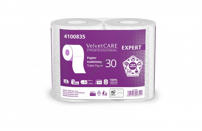 Papier toaletowy Velvet Professional Expert 3-warstwowy 100% celuloza biały 4 rolki