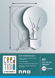 Blok techniczny A4 10 kartek, biały TOP-2000