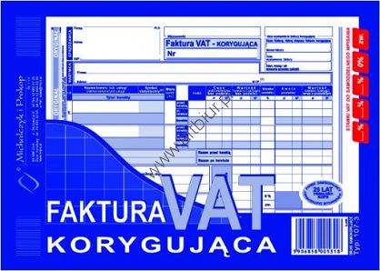 Druk 107-3 Faktura VAT korygująca netto (pełna) A5 Michalczyk i Prokop