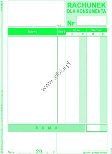 Druk 262-5 Rachunek dla konsumenta A6 Michalczyk i Prokop