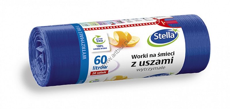 Worki na śmieci z uszami Stella HD-LD granatowe 60l 20szt