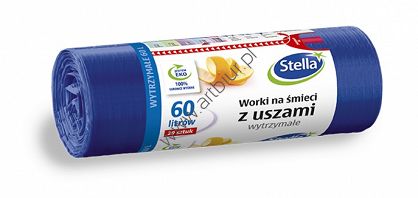 Worki na śmieci z uszami Stella HD-LD granatowe 60l 20szt