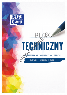 Blok techniczny A4 10 kartek, biały Oxford