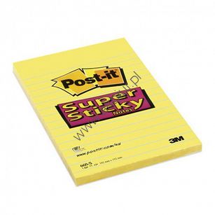 Karteczki samoprzylepne 102x152mm 3M Post-it 660-S Super Sticky, żółty 75 kartek