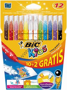 Flamastry Bic Colour & Erase 12 sztuk.