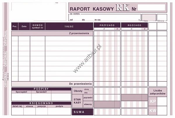 Druk 411-3 Raport Kasowy A5 Michalczyk i Prokop