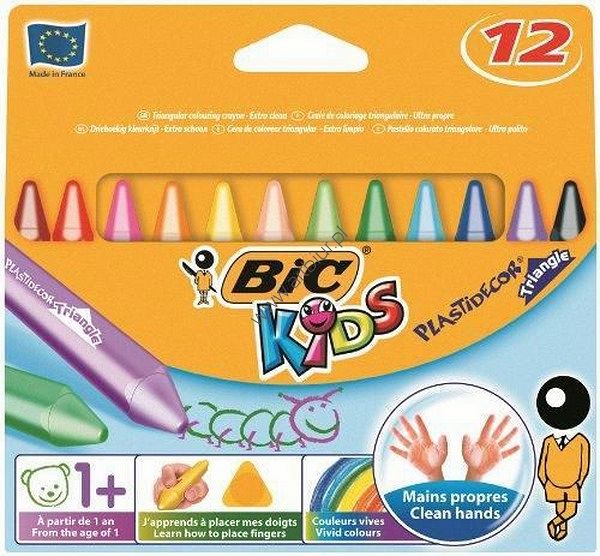 Kredki świecowe Bic Plastidecor Triangle 12 kolorów