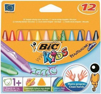 Kredki świecowe Bic Plastidecor Triangle 12 kolorów